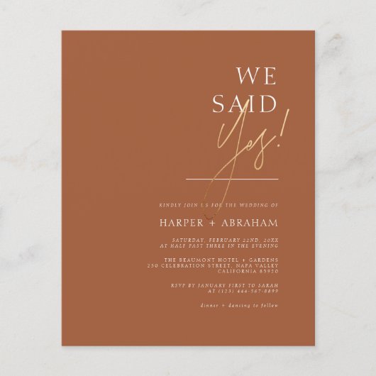 Papier Budget Terracotta | Nous Avons Dit Oui Mariage Min (Devant)