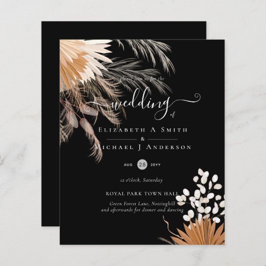 Papier BUDGET Terracotta Pampas Grass Mariage tropical (Devant / Derrière)