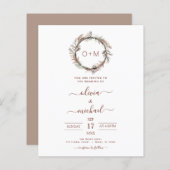 Papier Budget Terracotta Pampas Grass Monogramme Mariage (Devant / Derrière)