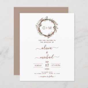 Papier Budget Terracotta Pampas Grass Monogramme Mariage