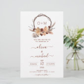 Papier Budget Terracotta Pampas Grass Monogramme Mariage (Debout devant)