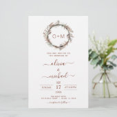 Papier Budget Terracotta Pampas Grass Monogramme Mariage (Debout devant)