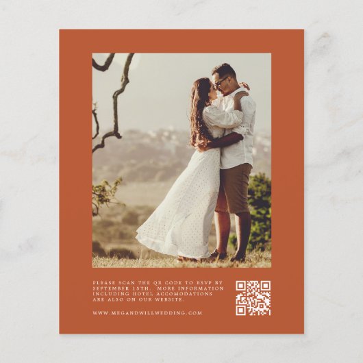 Papier Budget Terracotta Photo Qr Code Mariage (Dos)