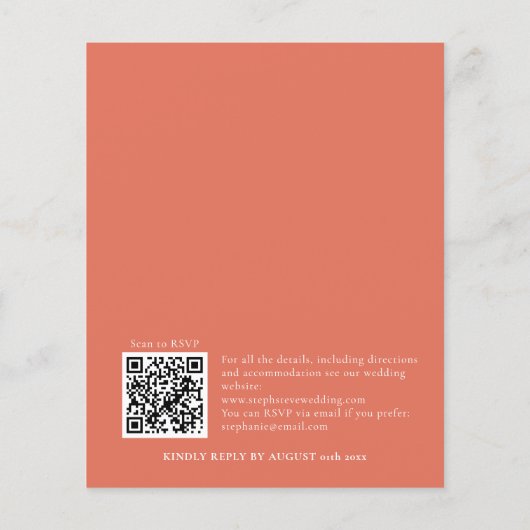 Papier Budget Terracotta QR Code de répétition Dîner Invi (Dos)