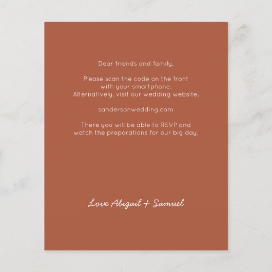 Papier Budget Terracotta QR Code Tout en un Mariage (Dos)