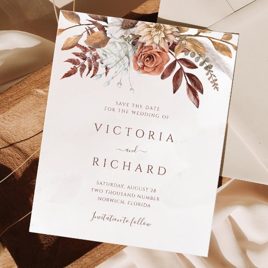 Papier Budget Terracotta Rust Flowers Boho Fall Foliage