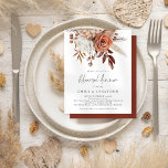 Papier Budget Terracotta Rustic Florals Dîner de répétiti<br><div class="desc">VEUILLEZ NOTER Il y a deux options sur papier pour cette taille (4, 5 x 5, 6 po) dans la plage Budget. Pour ce produit, je recommande vivement le semi-brillant qui est un stock de carte de 110 gsm, d'épaisseur similaire à une carte postale. L'option Satin est un papier beaucoup...</div>