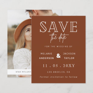 Papier Budget Terracotta Rustic Photo Enregistrer La Date