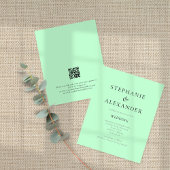Papier Budget Texte moderne Mint QR Code Mariage Invitati