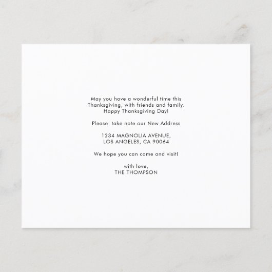 Papier BUDGET Thanksgiving Citrouille Moving Faire-part (Dos)