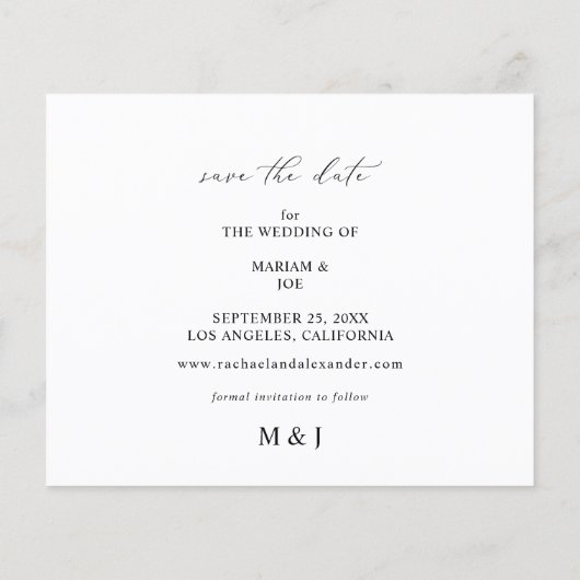 Papier Budget The Script H Modern Photo Save the Date (Dos)
