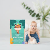 Papier Budget Tiger Kid's Photo Anniversaire Invitations (Debout devant)
