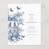 Papier Budget Toile Bleue De Jouy QR Mariage Enregistrer  (Devant)