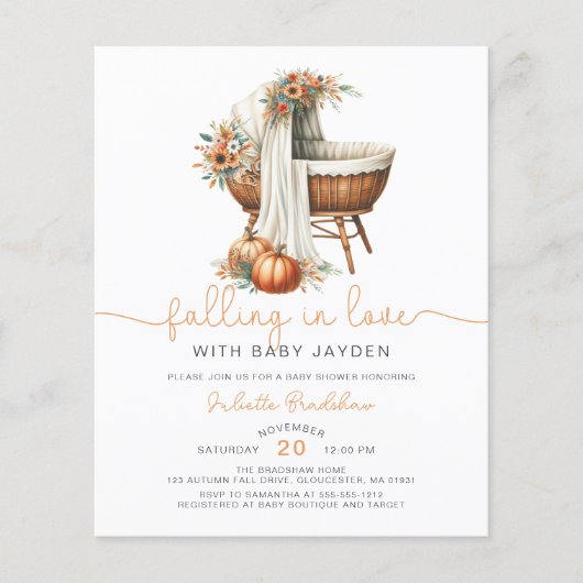 Papier Budget Tombant Dans L'Amour Automne Baby shower Fl (Devant)