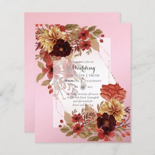 Papier BUDGET TOMBE Floral Mariages Invitations - Dusky