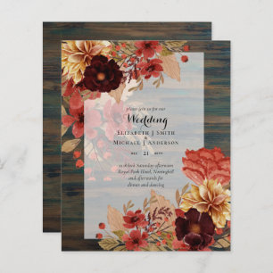 Papier BUDGET TOMBE Floral Mariages Invitations - Dusky