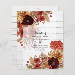 Papier BUDGET TOMBE Floral Mariages Invitations - Dusky