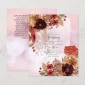Papier BUDGET TOMBE Floral Mariages Invitations - Dusky (Devant / Derrière)