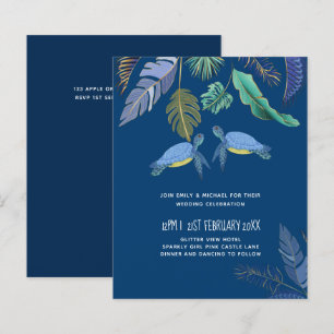 Papier BUDGET Tortues de mer Mariage bleu jaune