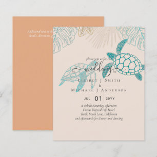 Papier BUDGET Tortues de Mer Mariage Ligne Moderne Art