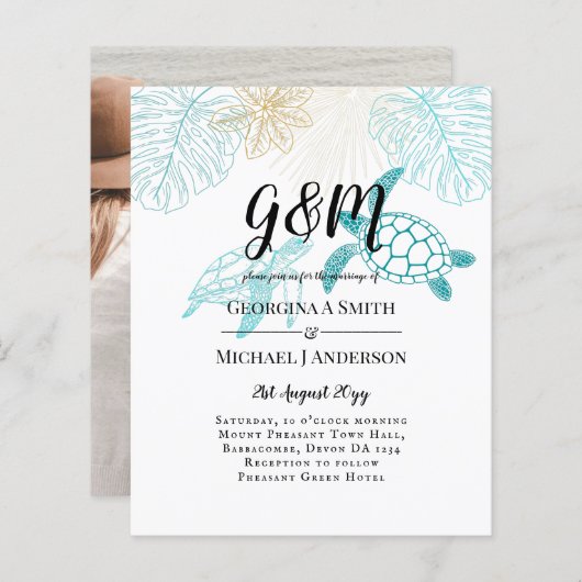 Papier BUDGET Tortues de mer Mariage Moderne Line Art