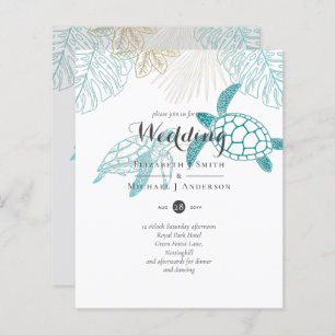 Papier BUDGET Tortues de mer Mariage Moderne Line Art