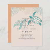 Papier BUDGET Tortues de mer Mariage Moderne Line Art (Devant / Derrière)