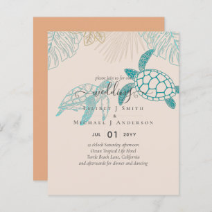 Papier BUDGET Tortues de mer Mariage Moderne Line Art