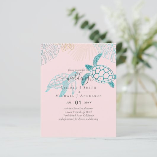 Papier BUDGET Tortues de mer Mariage Moderne Line Art (Debout devant)