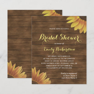 Papier Budget Tournesol Bois de Grange Fête de Mariage Ru