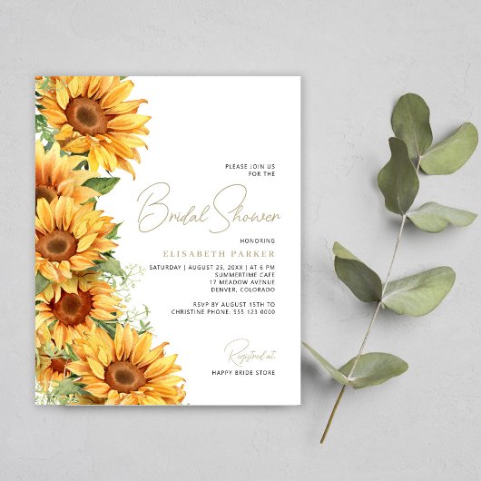 Papier Budget tournesol élégante nuptiale invitation de d