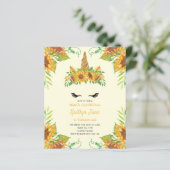 Papier BUDGET Tournesol Floral Unicorne jaune Invitation (Debout devant)