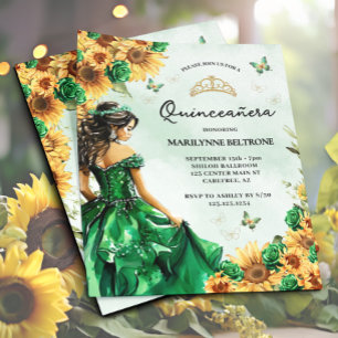 Papier Budget Tournesol Papillon vert Quinceañera