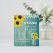 Papier BUDGET Tournesol rustique Turquoise Mariage jaune  (Debout devant)