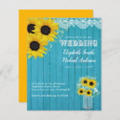 Papier BUDGET Tournesol rustique Turquoise Mariage jaune (Devant / Derrière)