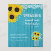 Papier BUDGET Tournesol rustique Turquoise Mariage jaune (Devant)