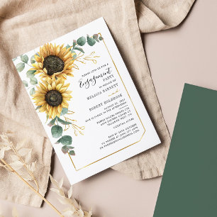 Papier Budget Tournesol vert Invitation Fiançailles