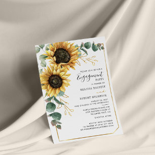 Papier Budget Tournesol vert Invitation Fiançailles
