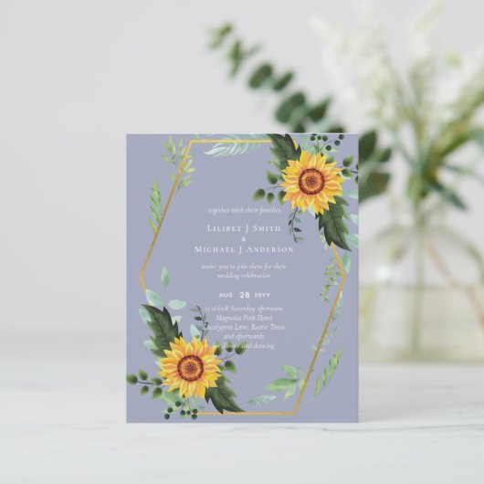 Papier BUDGET Tournesols Rustiques Feuillage Vert Mariage (Debout devant)