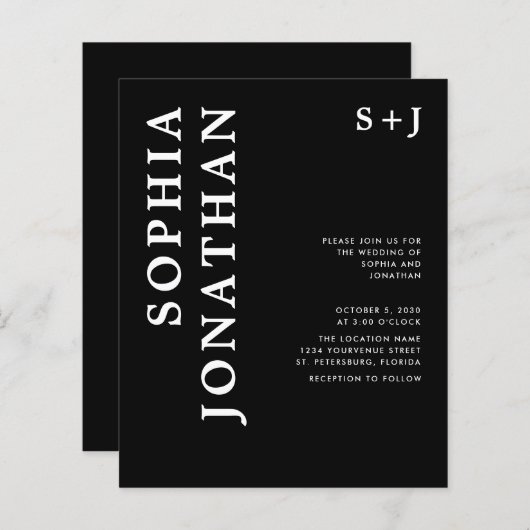 Papier Budget Tout en un Audacieux Typographie Mariage In (Devant / Derrière)