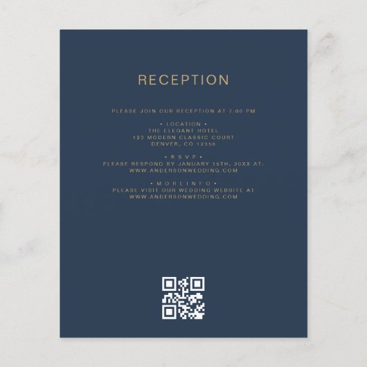 Papier Budget tout en un bleu marine Mariage or QR Code (Dos)