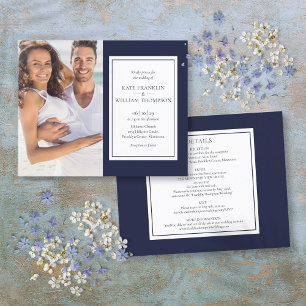 Papier Budget Tout en un bleu marine photo de mariage Inv
