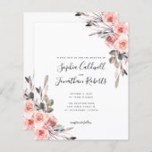 Papier Budget Tout en un Blush rose Roses Mariage Inviter (Devant / Derrière)