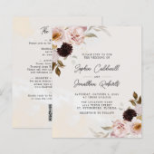 Papier Budget tout en un Boho Blush Floral Wedding Invita (Devant / Derrière)