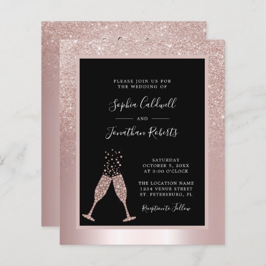 Papier Budget Tout en un Champagne Parties scintillant Ma (Devant / Derrière)