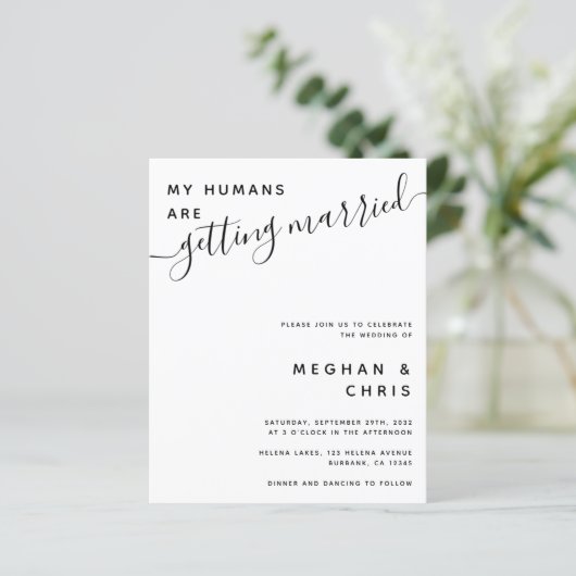 Papier Budget tout en un code QR Faire-part de mariage (Debout devant)