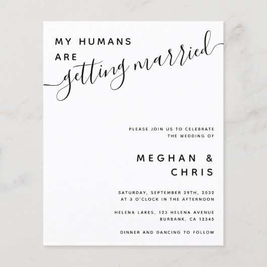 Papier Budget tout en un code QR Faire-part de mariage (Devant)