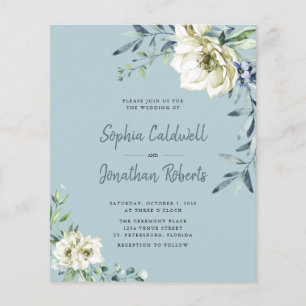 Papier Budget tout en un Dusty Blue Floral Mariage Invite