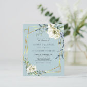 Papier Budget tout en un Dusty Blue Floral Mariage Invite (Debout devant)
