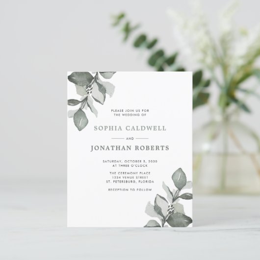Papier Budget tout en un Dusty Green Eucalyptus Mariage (Debout devant)